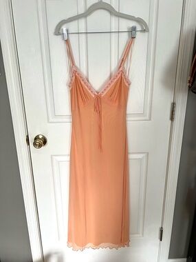 Le Lis Peach Lace-Trim Slip Dress